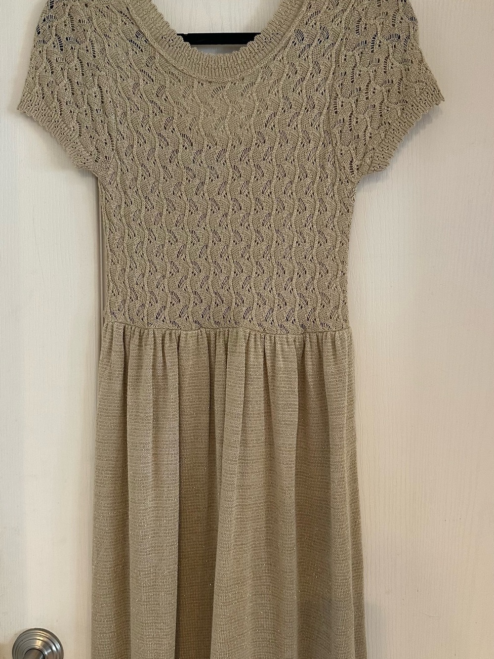Cotton Emporium Beige Knit Short-Sleeve Dress